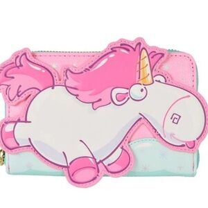 LOUNGEFLY Minions Fluffy Unicorn Rainbow
Glitter Zip Around Wallet NWT 🦄